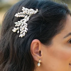 Ivory & Co Ivory and Co Sommerglanz Silberner Blatt-Haarkamm* Perlen-haarschmuck | Silberne Haar-accessoires