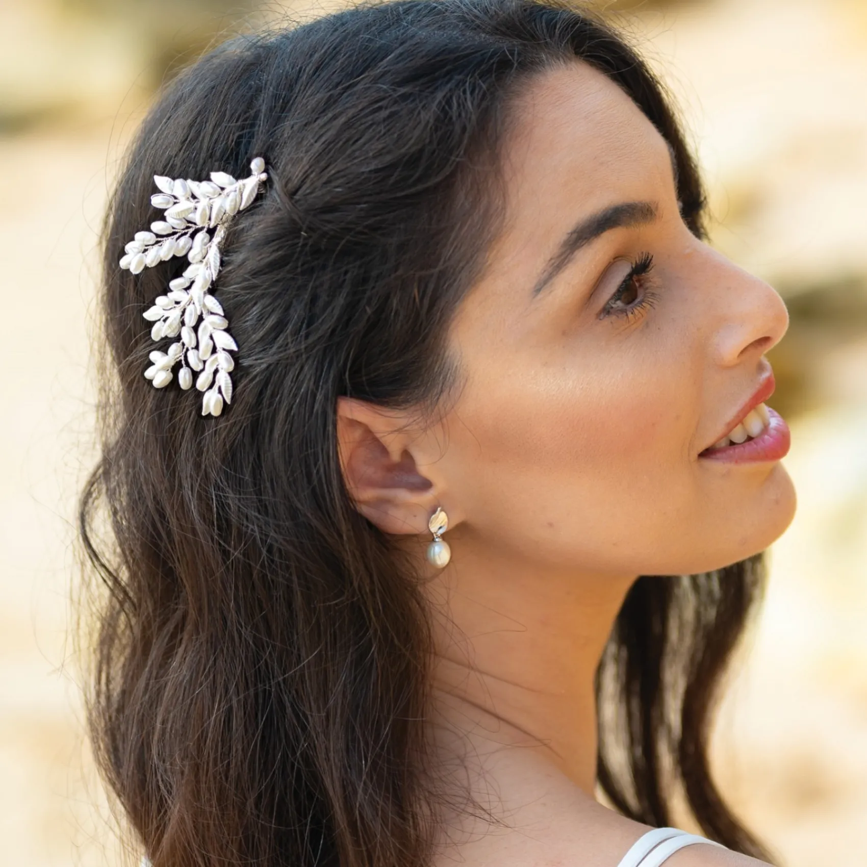 Ivory & Co Ivory and Co Sommerglanz Silberner Blatt-Haarkamm* Perlen-haarschmuck | Silberne Haar-accessoires