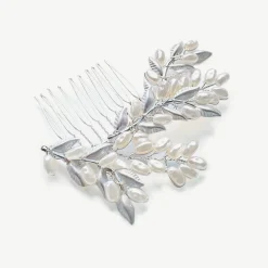Ivory & Co Ivory and Co Sommerglanz Silberner Blatt-Haarkamm* Perlen-haarschmuck | Silberne Haar-accessoires