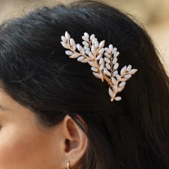 Ivory & Co Ivory and Co Sommerglühender Gold-Blatt-Haarkamm* Perlen-haarschmuck | Gold-haar-accessoires