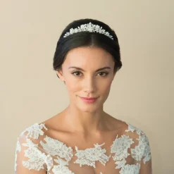 Ivory & Co Ivory and Co Sophie Floral Perle und Kristall Hochzeit Tiara* Perlen-haarschmuck | Silberne Haar-accessoires