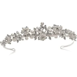 Ivory & Co Ivory and Co Sophie Floral Perle und Kristall Hochzeit Tiara* Perlen-haarschmuck | Silberne Haar-accessoires
