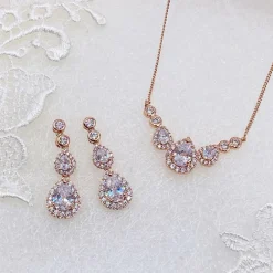 Ivory & Co Ivory and Co Sorbonne Rose Gold Brautschmuck Set* Geschenke Für Brautjungfern | Geschenke Für Die Braut