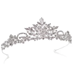 Ivory & Co Ivory and Co Stephanie Floral Kristall Braut Tiara* Haarschmuck Aus Kristall | Silberne Haar-accessoires