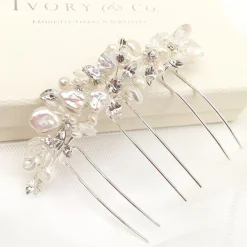 Ivory & Co Ivory and Co Süßwasserperlen Brauthaarkamm* Perlen-haarschmuck | Silberne Haar-accessoires