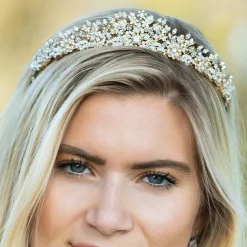 Ivory & Co Ivory and Co Trinity Gold Vintage inspirierte florale Braut Tiara* Vintage-kopfbedeckungen | Haarschmuck Aus Kristall
