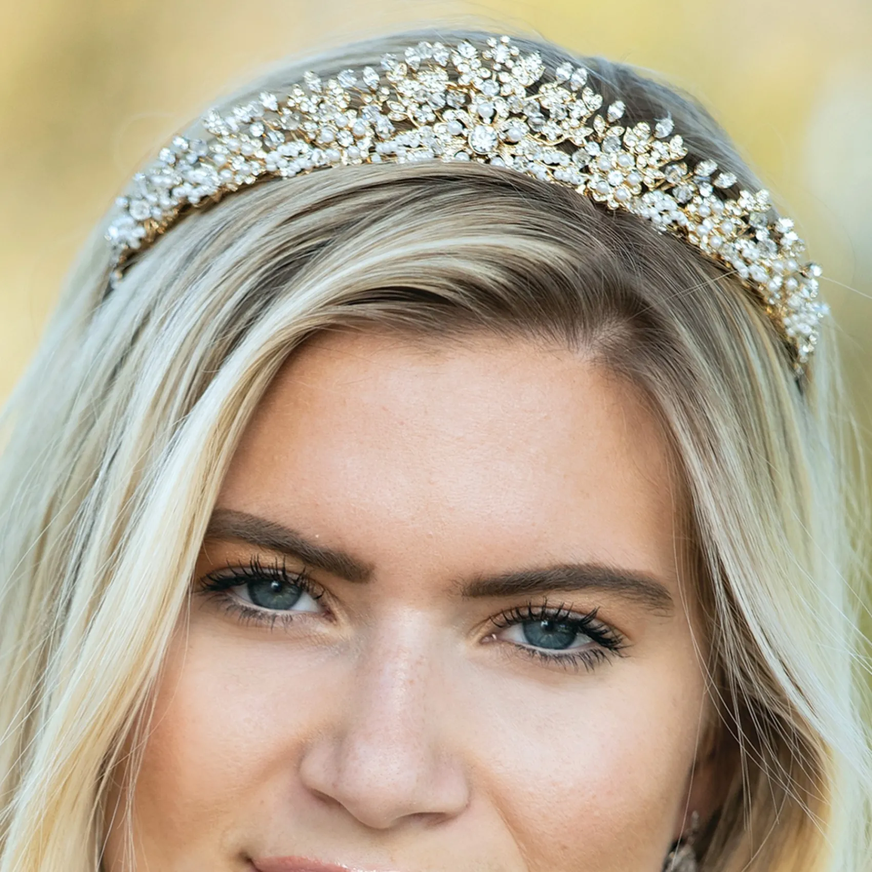 Ivory & Co Ivory and Co Trinity Gold Vintage inspirierte florale Braut Tiara* Vintage-kopfbedeckungen | Haarschmuck Aus Kristall