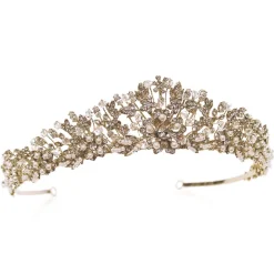 Ivory & Co Ivory and Co Trinity Gold Vintage inspirierte florale Braut Tiara* Vintage-kopfbedeckungen | Haarschmuck Aus Kristall