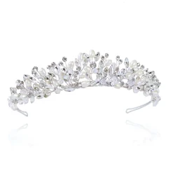 Ivory & Co Ivory and Co Umarmung Silber Kristall und Süßwasserperlen Tiara* Perlen-haarschmuck | Silberne Haar-accessoires