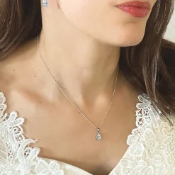 Ivory & Co Ivory and Co Vanderbilt Teardrop Kristall-Anhänger Halskette* Silberner Abschlussball-schmuck | Abschlussball-halsketten