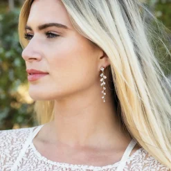 Ivory & Co Ivory and Co Weide Gold lange Kristall Rebe Ohrringe* Goldener Abschlussball-schmuck | Abschlussball-ohrringe