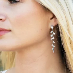 Ivory & Co Ivory and Co Weide Silber lange Kristall Rebe Ohrringe* Silberner Abschlussball-schmuck | Abschlussball-ohrringe