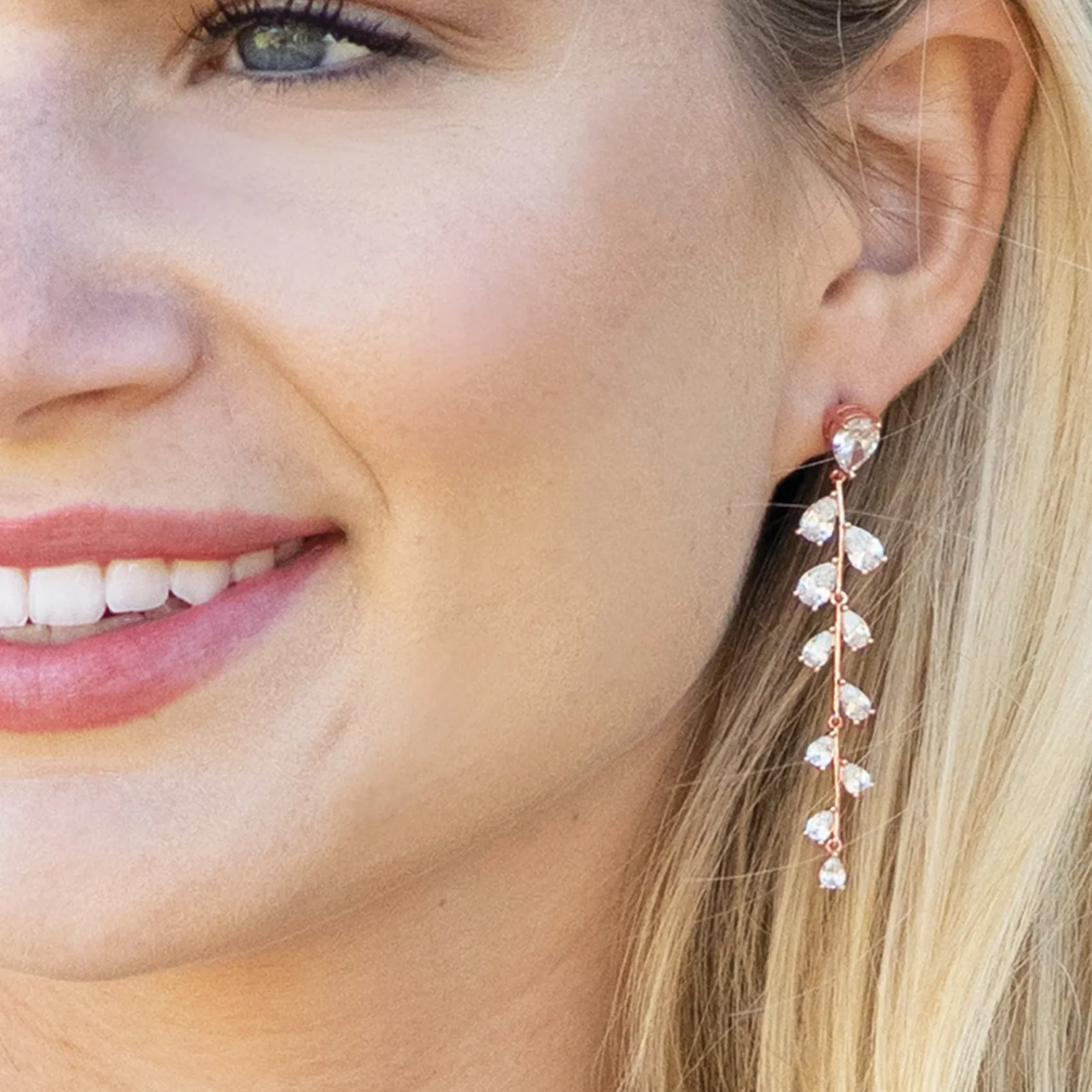 Ivory & Co Ivory and Co Willow Rose Gold Ohrringe mit langer Kristallranke* Abschlussball-ohrringe | Kristall-hochzeitsschmuck