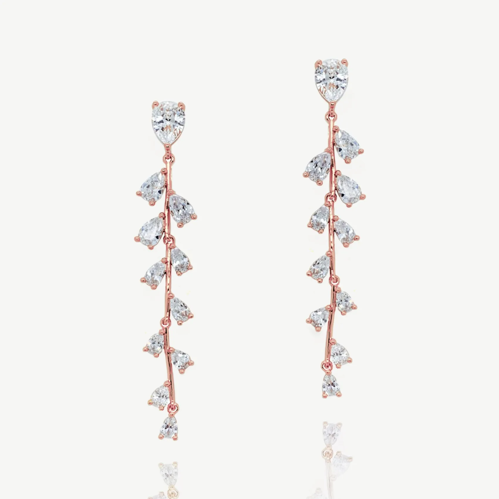 Ivory & Co Ivory and Co Willow Rose Gold Ohrringe mit langer Kristallranke* Abschlussball-ohrringe | Kristall-hochzeitsschmuck