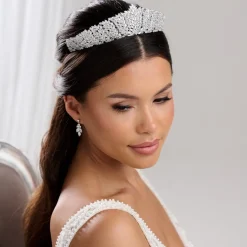 Lace & Favour Kaiserin Statement Cubic Zirkonia Kristall Braut Tiara* Haarschmuck Aus Kristall | Silberne Haar-accessoires
