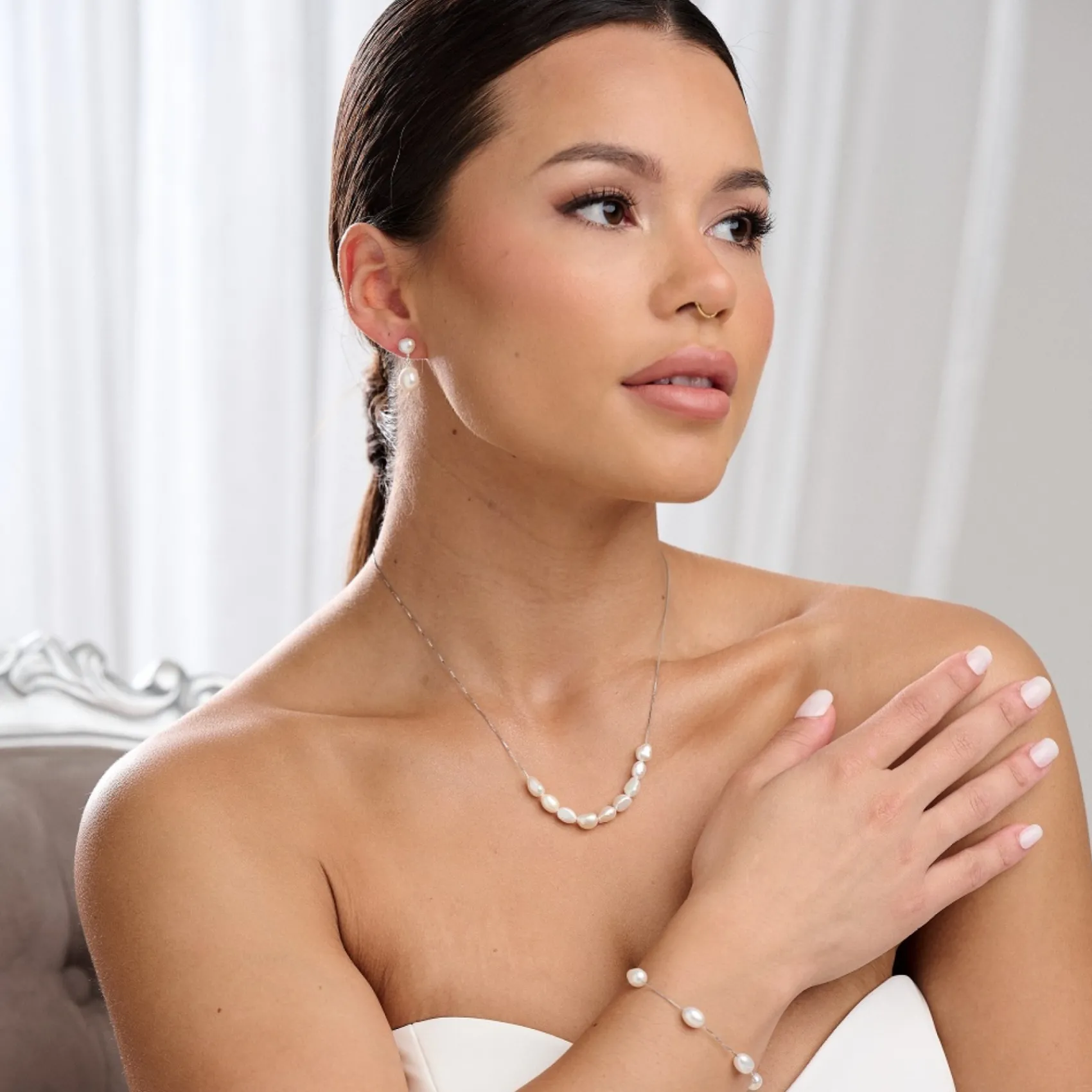 Lace & Favour Kala Süßwasserperlenkette* Silberner Hochzeitsschmuck | Perlen-hochzeitsschmuck