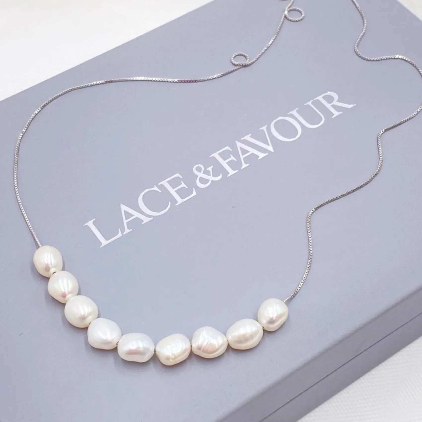 Lace & Favour Kala Süßwasserperlenkette* Silberner Hochzeitsschmuck | Perlen-hochzeitsschmuck
