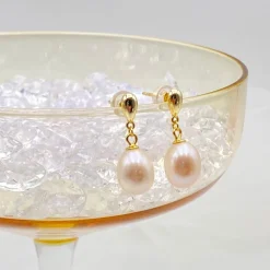 Lace & Favour Kalea Gold Klassische Süßwasserperlen-Tropfen-Ohrringe* Perlen-hochzeitsschmuck | Gold-hochzeitsschmuck