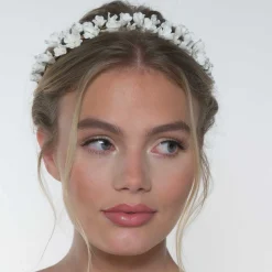 Poirier Kamelie Elfenbein Porzellan Blume Gold Kopfstück* Gold-haar-accessoires | Hochzeit Kopfbedeckungen