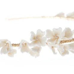 Poirier Kamelie Elfenbein Porzellan Blume Gold Kopfstück* Gold-haar-accessoires | Hochzeit Kopfbedeckungen