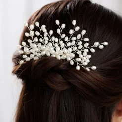 Lace & Favour Kaskade Perlenspray Hochzeit Haarkamm* Perlen-haarschmuck | Silberne Haar-accessoires