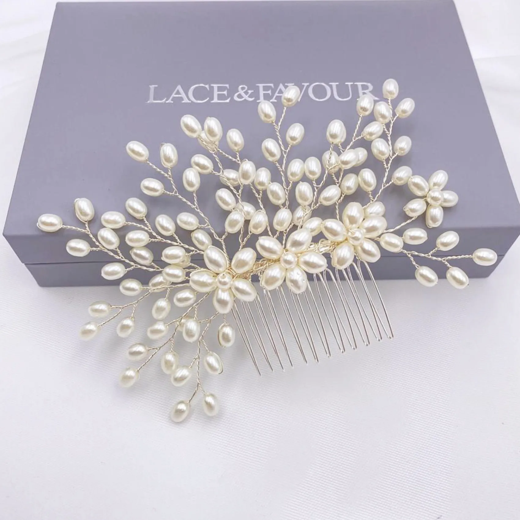Lace & Favour Kaskade Perlenspray Hochzeit Haarkamm* Perlen-haarschmuck | Silberne Haar-accessoires