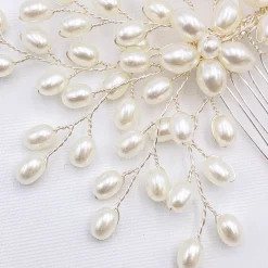Lace & Favour Kaskade Perlenspray Hochzeit Haarkamm* Perlen-haarschmuck | Silberne Haar-accessoires
