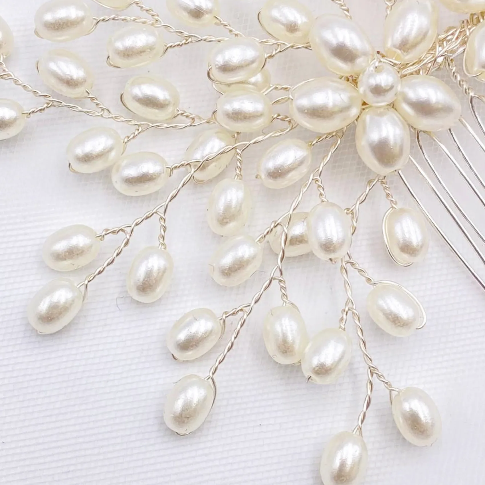 Lace & Favour Kaskade Perlenspray Hochzeit Haarkamm* Perlen-haarschmuck | Silberne Haar-accessoires