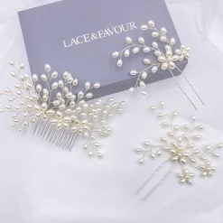Lace & Favour Kaskade Perlenspray Hochzeit Haarkamm* Perlen-haarschmuck | Silberne Haar-accessoires