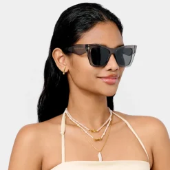 Katie Loxton Porto Schwarz Transparent Grau Katzenaugen-Sonnenbrille*Damen Damensonnenbrillen | Flitterwochengeschenke