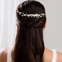 Lace & Favour Konfetti-Blumen und Perlen-Haarrebe auf Kamm (Gold)* Perlen-haarschmuck | Gold-haar-accessoires