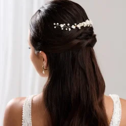 Lace & Favour Konfetti-Blumen und Perlen-Haarrebe auf Kamm (Gold)* Perlen-haarschmuck | Gold-haar-accessoires