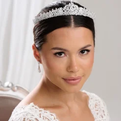 Lace & Favour Kronleuchter Classic Cubic Zirkonia Hochzeit Tiara* Haarschmuck Aus Kristall | Silberne Haar-accessoires