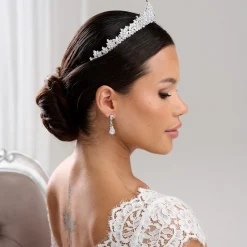 Lace & Favour Kronleuchter Classic Cubic Zirkonia Hochzeit Tiara* Haarschmuck Aus Kristall | Silberne Haar-accessoires