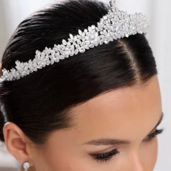Lace & Favour Kronleuchter Classic Cubic Zirkonia Hochzeit Tiara* Haarschmuck Aus Kristall | Silberne Haar-accessoires