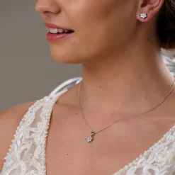 Lace & Favour Lanesborough Floral Crystal Ohrstecker und Anhänger Schmuckset* Silberner Abschlussball-schmuck | Abschlussball-schmuck-sets