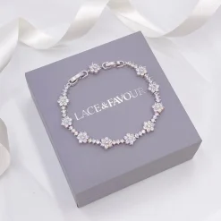 Lace & Favour Lanesborough Floral Crystal verschönert Hochzeit Armband* Silberner Abschlussball-schmuck | Prom Armbänder