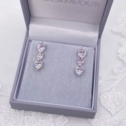 Lace & Favour Langham CZ Kristall Herzen Hochzeit Ohrringe* Silberner Abschlussball-schmuck | Abschlussball-ohrringe