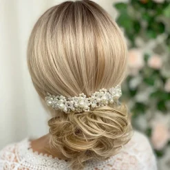 Lace & Favour Laura Statement Perlenkopfschmuck für die Braut* Perlen-haarschmuck | Silberne Haar-accessoires