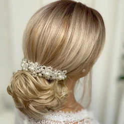 Lace & Favour Laura Statement Perlenkopfschmuck für die Braut* Perlen-haarschmuck | Silberne Haar-accessoires