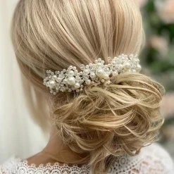Lace & Favour Laura Statement Perlenkopfschmuck für die Braut* Perlen-haarschmuck | Silberne Haar-accessoires