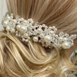 Lace & Favour Laura Statement Perlenkopfschmuck für die Braut* Perlen-haarschmuck | Silberne Haar-accessoires