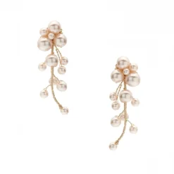 Poirier Laurel Blush Perlen Zweig Gold Tropfenohrringe* Perlen-hochzeitsschmuck | Gold-hochzeitsschmuck