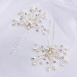Lace & Favour Leia Floral Perle und Kristall Spray Haarnadel* Geschenke Für Brautjungfern | Perlen-haarschmuck