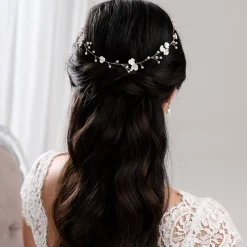 Lace & Favour Letisha Elfenbein Blumen und Perlen Zweige Hochzeit Haarsträhne (Rose Gold)* Perlen-haarschmuck | Haarschmuck In Roségold
