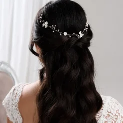 Lace & Favour Letisha Elfenbein Blumen und Perlen Zweige Hochzeit Haarsträhne (Rose Gold)* Perlen-haarschmuck | Haarschmuck In Roségold