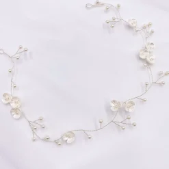 Lace & Favour Letisha Elfenbein Blumen und Perlen Zweige Hochzeit Haarsträhne (Silber)* Perlen-haarschmuck | Silberne Haar-accessoires