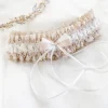 Boudoir Couture Liberty Blush und Elfenbein Spitze Rüsche Braut Strumpfband mit doppelter Schleife* Geschenke Für Die Braut | Strumpfbänder Für Bräute