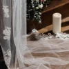 Linzi Jay Elfenbeinfarbener einstufiger Kapellenschleier mit floralen Spitzenmotiven LA963* Einstufige Schleier | Kapelle Länge & Kathedrale Schleier
