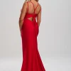 Linzi Jay Geraffte Front Krawatte zurück Meerjungfrau Prom Kleid mit Schleppe* Linzi Jay Prom Dresses | Rote Ballkleider